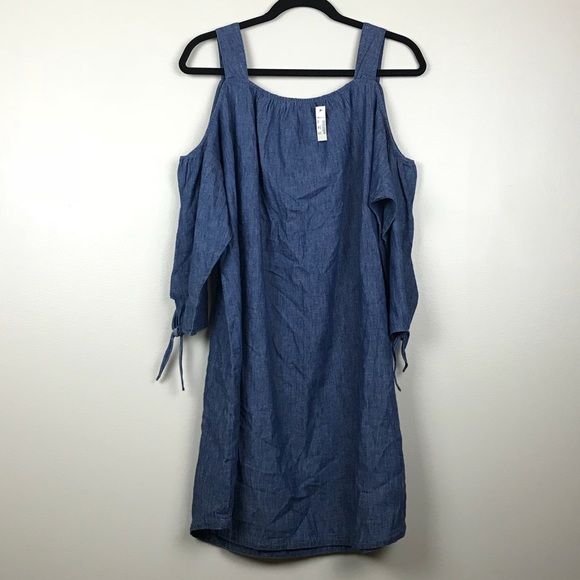 NWT Madewell Cold Shoulder Chambray Dress - Picture 4 of 7